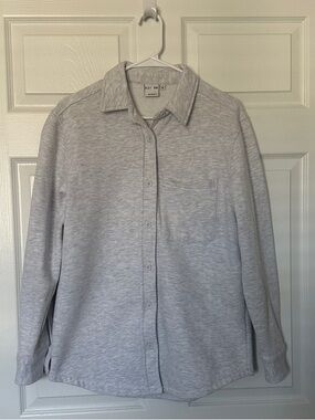 Light Gray Button-Front Knit Cardigan Shirt